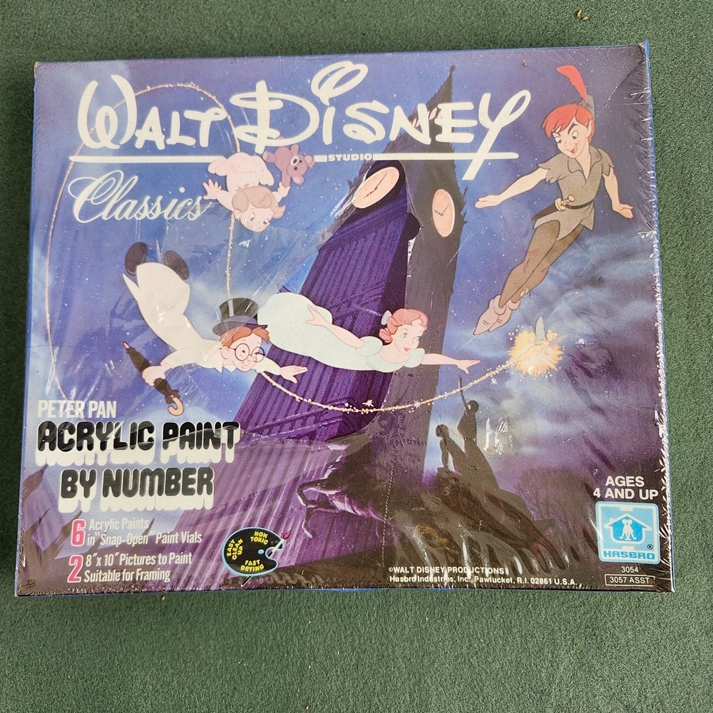 Vintage Hasbro Walt Disney Classics Peter Pan Acrylic Paint By Numbers Kit NEW